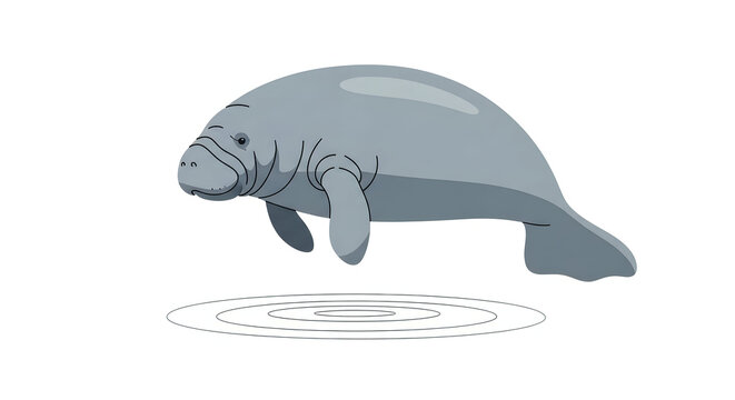 Manatee swimming in water vector illustration