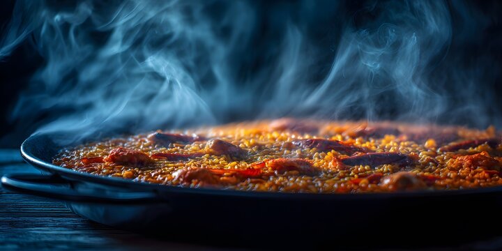 Detailed Observation of Steaming Paella, Analyzing the Heat Transfer and Textural Dynamics of Rice and Ingredients.