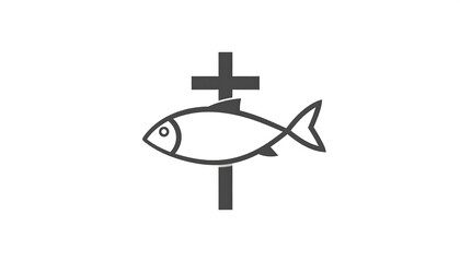 Christian Symbol - Fish and Cross Representing Faith and Belief.