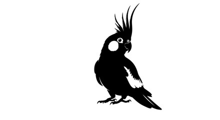 Fototapeta premium An Expressive Silhouette of a Cockatiel Parrot with Its Crest Proudly Raised.