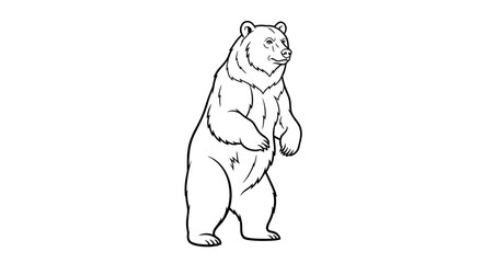 Obraz premium Powerful Bear Standing Boldly Coloring Page for Wildlife Lovers. transparent.