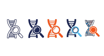 Concept of DNA analysis and genetic research, with a magnifying glass examining the double helix structure, representing scientific discovery and biotechnology in medical fields © HUANG