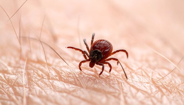 Close-up of a tick on human skin, potential health hazard.