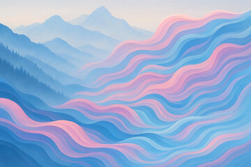 Fototapeta premium Abstract Wavy Mountain Landscape Digital Art