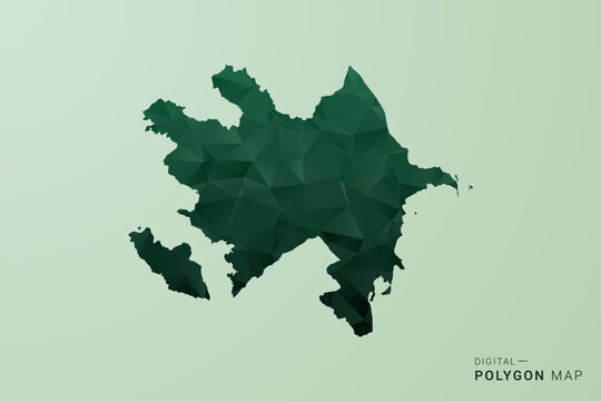 Azerbaijan Map - Green Polygon Style Vector Illustration, Low Poly Geometric Design with Clean Silhouette on soft green Background.