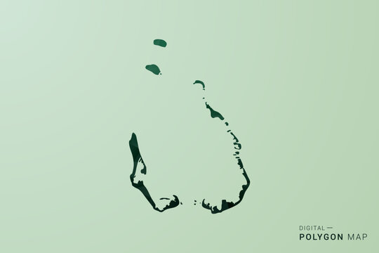 Cocos Islands Map - Green Polygon Style Vector Illustration, Low Poly Geometric Design with Clean Silhouette on soft green Background.