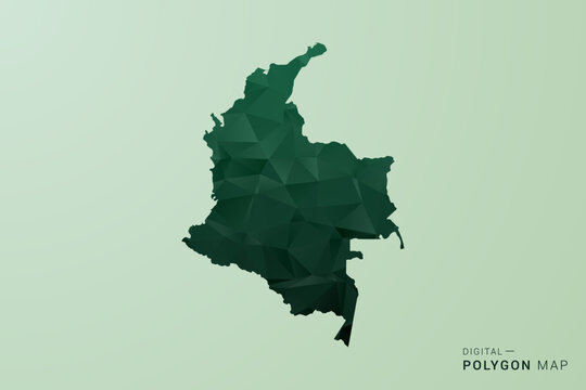 Colombia Map - Green Polygon Style Vector Illustration, Low Poly Geometric Design with Clean Silhouette on soft green Background.