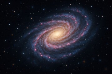Vibrant Spiral Galaxy Swirling Through Dark Cosmic Space