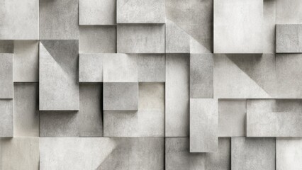 Abstract Geometric Concrete Block Wall Texture with Light and Shadow