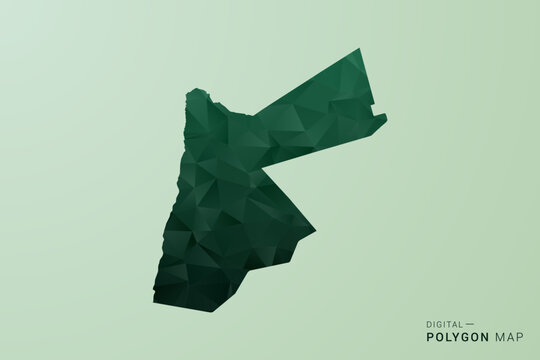 Jordan Map - Green Polygon Style Vector Illustration, Low Poly Geometric Design with Clean Silhouette on soft green Background.