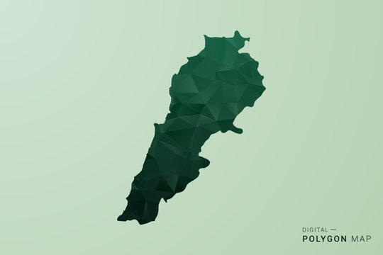 Lebanon Map - Green Polygon Style Vector Illustration, Low Poly Geometric Design with Clean Silhouette on soft green Background.