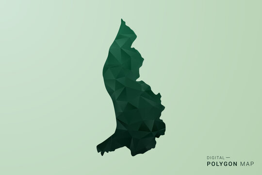 Liechtenstein Map - Green Polygon Style Vector Illustration, Low Poly Geometric Design with Clean Silhouette on soft green Background.