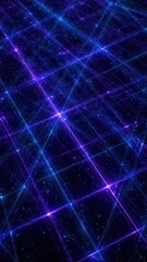 Abstract Grid of Glowing Blue and Purple Light Lines