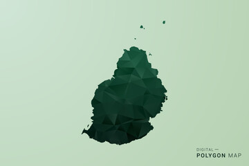 Mauritius Map - Green Polygon Style Vector Illustration, Low Poly Geometric Design with Clean Silhouette on soft green Background. © Whatever