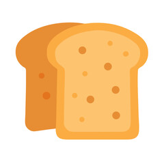 Two slices of toasted bread isolated against a black background, flat style