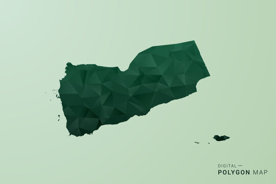 Yemen Map - Green Polygon Style Vector Illustration, Low Poly Geometric Design with Clean Silhouette on soft green Background.