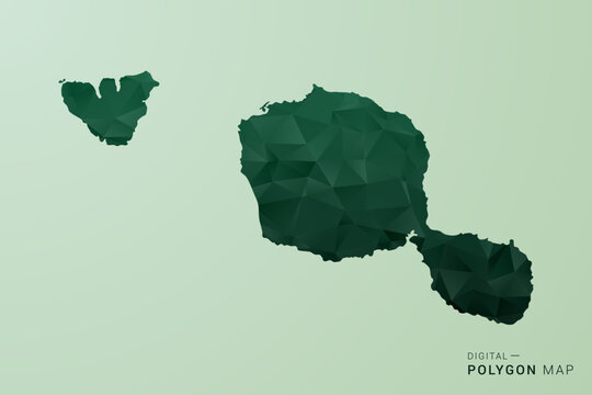 French Polynesia Map - Green Polygon Style Vector Illustration, Low Poly Geometric Design with Clean Silhouette on soft green Background.