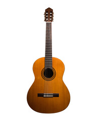 Obraz premium Brown Acoustic Guitar Isolated on Transparent Background