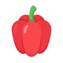 Flat illustration of a vibrant red bell pepper against a stark black backdrop