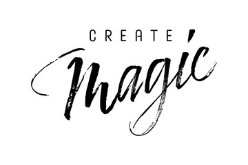 Fototapeta premium VECTOR Create magic- Creativity concept hand drawn inscription with lines. Calligraphic inscription, vector illustration.