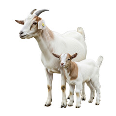 Fototapeta premium Mother Goat and Baby Goat Standing Together