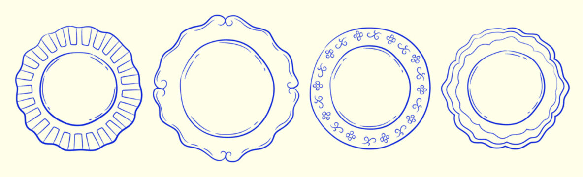 Plate Set Hand Drawn Linework