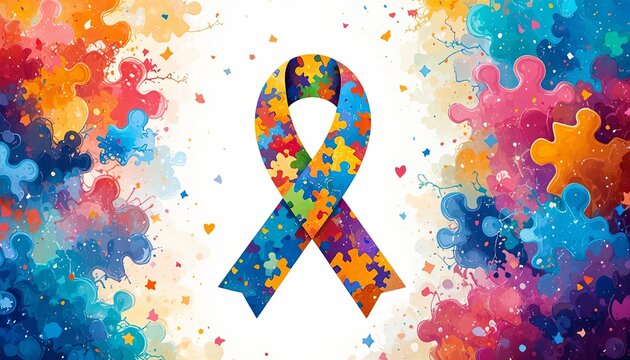 Illustration on the theme of World Autism awareness month with colorful puzzles. observed each year on April across the globe. illustration, banner or poster of World autism awareness month.	