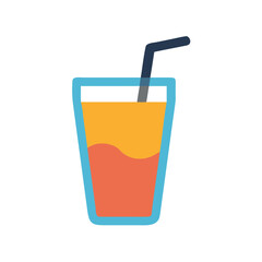 Vector image of a glass filled with orange juice and a straw