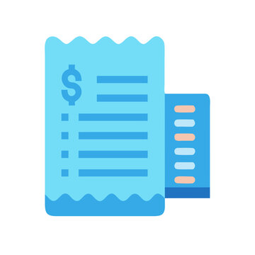 Digital vector illustration of a light blue receipt on a black background