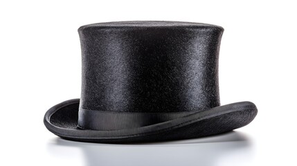 Classic Black Top Hat Isolated on White Background.