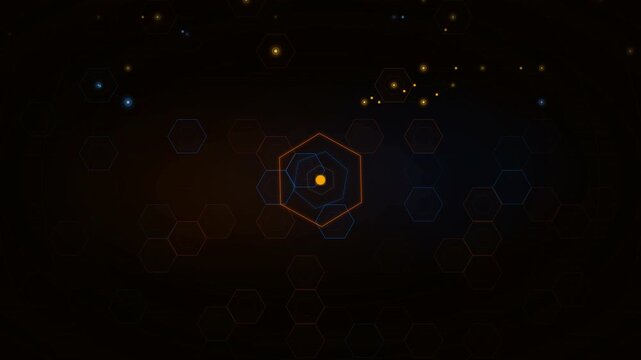 Geometric Corp Abstract Seamless Animation, Fast Glitch Orange Blue Dynamic Technology Background