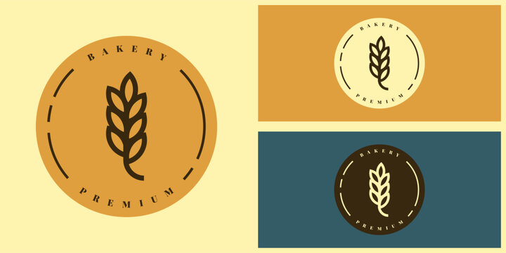 bakery premium logo set with wheat icons