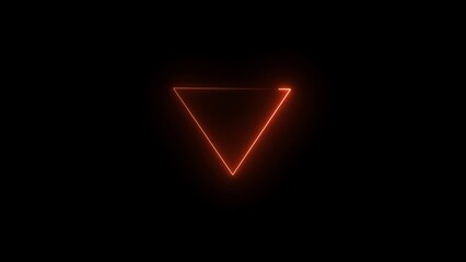 Fototapeta premium Red neon triangle on black background glowing