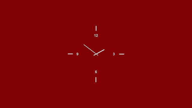 Red clock face with white hands and numbers