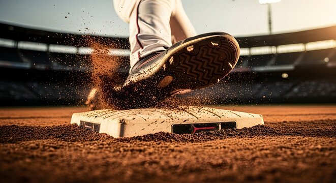 Action Shot of Baseball Player Sliding Into Base