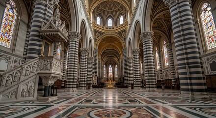 Obraz premium Siena Cathedral Interior with Ornate Architecture.