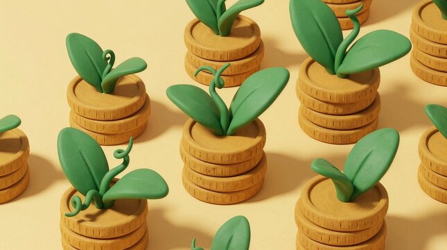 Clay Coins Growing Leaves