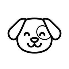 Fototapeta premium Smiling dog face line art.