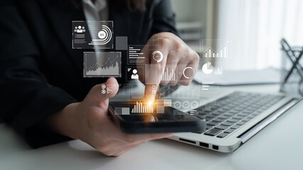 Data insights, charts, and analytics help visualize performance. Data drives strategy, analytics enhances growth, and data improves business outcomes through analytics. Latch