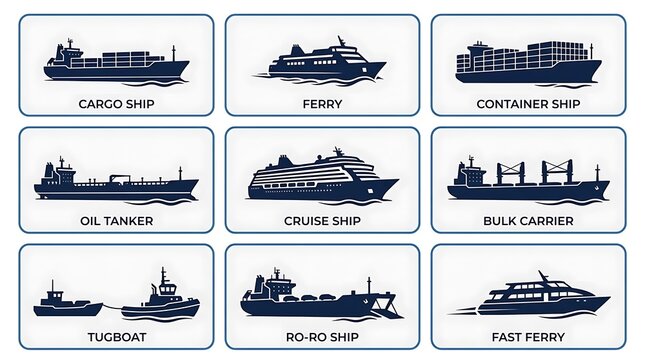 Variety of ships and boats.