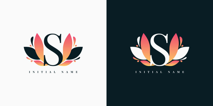 letter s logo, floral design, initial name template