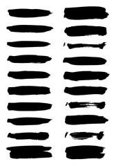 Black brush stroke vector illustration set for graphic design
