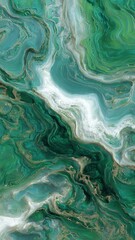 Obraz premium Emerald Green & Gold Abstract Marble Fluid Art Background