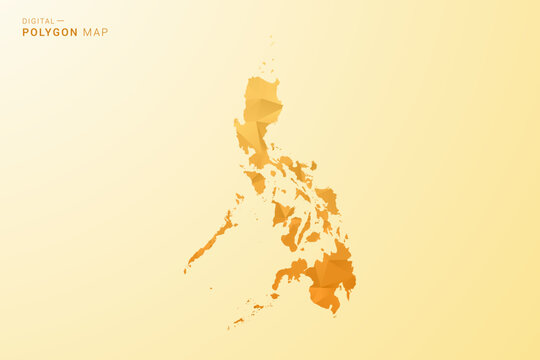 Philippines Map - Polygon style vector illustration in yellow and orange low poly geometric design, modern minimal silhouette, isolated for infographic.