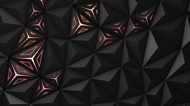 Abstract Dark Triangular Pattern with Rose Gold Illumination Animation