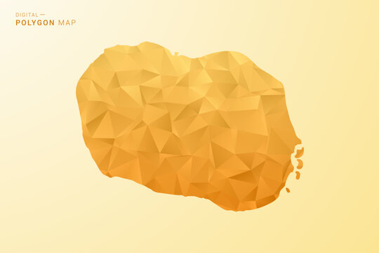 Cook Islands Map - Polygon style vector illustration in yellow and orange low poly geometric design, modern minimal silhouette, isolated for infographic.