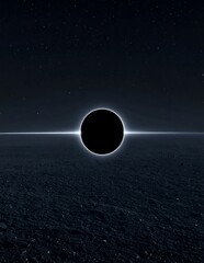 Obraz premium Cosmic Black Hole with Bright Horizon Line in Dark Space.