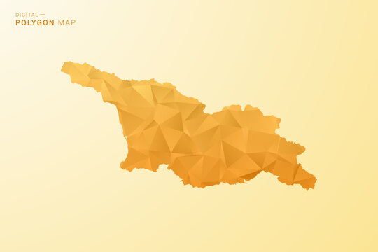 Georgia Map - Polygon style vector illustration in yellow and orange low poly geometric design, modern minimal silhouette, isolated for infographic.