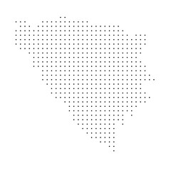 Fototapeta premium Bosnia and Herzegovina country dotted map. Black spot pixel illustration isolated on white background. Vector circle mosaic.