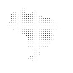 Fototapeta premium Brazil country dotted map. Black spot pixel illustration isolated on white background. Vector circle mosaic.